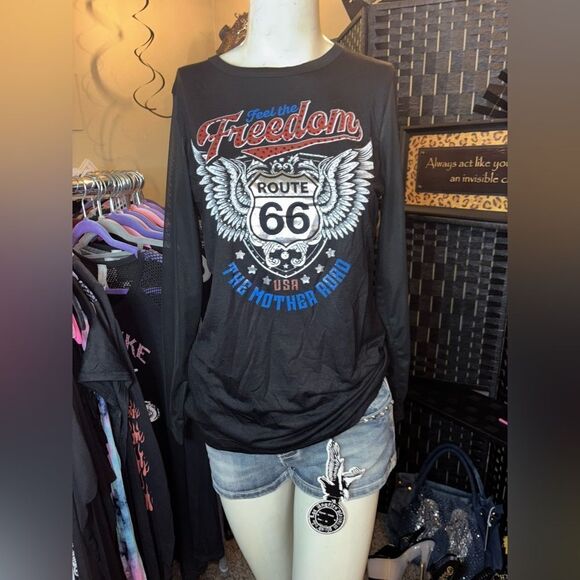 Liberty Wear Route 66 Mesh LS Foil Top - Picture 1 of 5